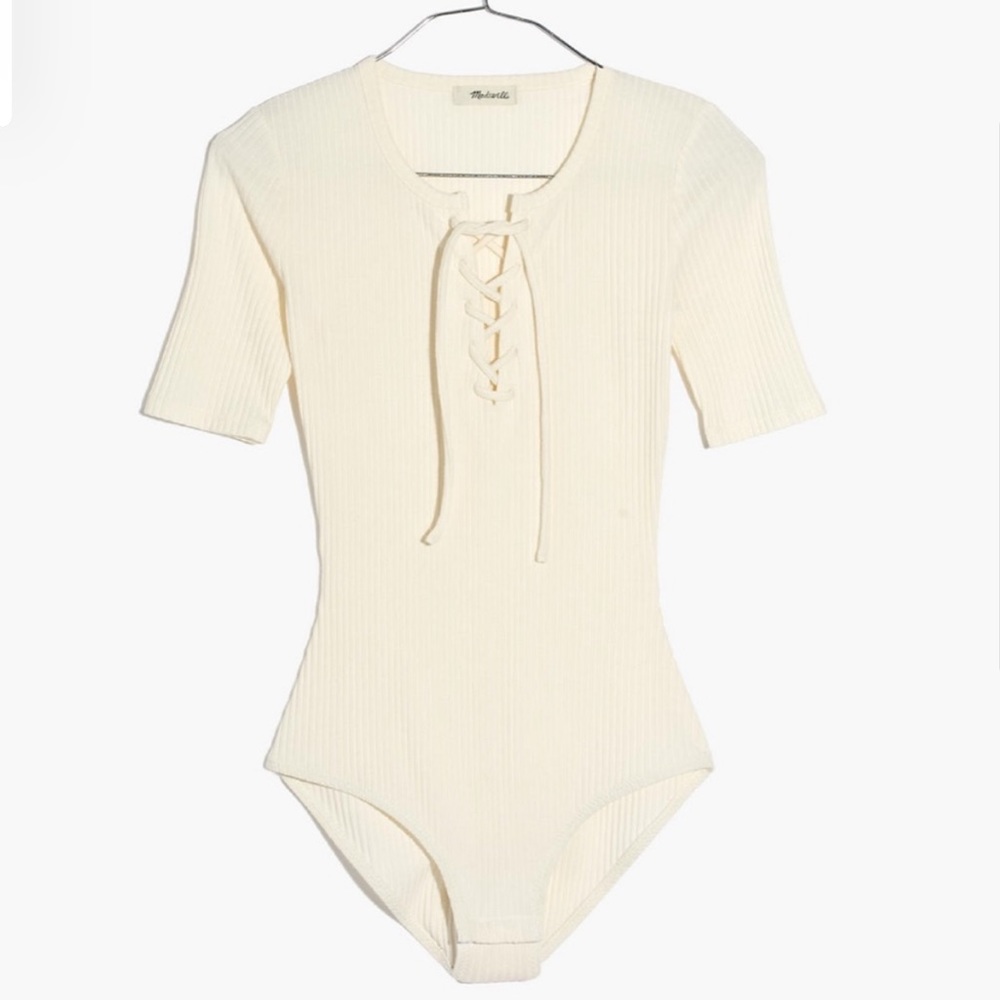 Madewell Ribbed Lace-Up Bodysuit